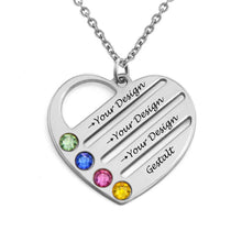 Cargar imagen en el visor de la galería, Collar de plata de ley 925 de corazón con circonitas cúbicas X0001 Personalizado Grabado con nombre letra texto