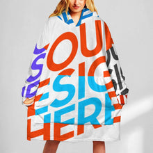 Cargar imagen en el visor de la galería, Manta con capucha portátil como regalo Manta de sudadera cálida para interiores y exteriores personalizado con patrón foto texto (impresión de imágenes múltiples)