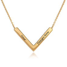 Cargar imagen en el visor de la galería, Collar barra forma de V ángulo recto en plata de ley 925 chapado de oro rosa de 18K para mujer hombre X0046 Personalizo con texto nombre