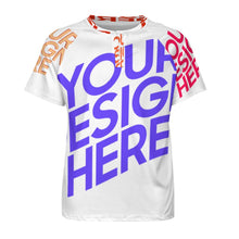 Cargar imagen en el visor de la galería, Camiseta Raglan manga corta para hombre DT36 con tres botones personalizado con foto patrón texto (impresión de imágenes múltiples)