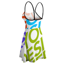 Cargar imagen en el visor de la galería, Vestido de Tirantes con Volantes para mujer NZ002 Personalizado con Impresión Completa de múltiples imágenes con Foto Logo Patrón Texto