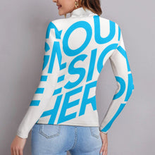 Cargar imagen en el visor de la galería, Suéter Jersey ligero elástico de cuello alto para mujer MY08 Personalizado con Impresión Completa de una imagen con Foto Logo Patrón Texto