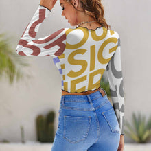 Cargar imagen en el visor de la galería, Blusa de Fondo / Camiseta Casual Cuello Redondo de Encaje para mujer NZ126 Personalizada con Impresión Completa de múltiples imágenes con Foto Logo Patrón Texto