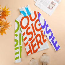 Cargar imagen en el visor de la galería, Suéter Jersey ligero elástico de cuello alto para mujer MY08 Personalizado con Impresión Completa de múltiples imágenes con Foto Logo Patrón Texto