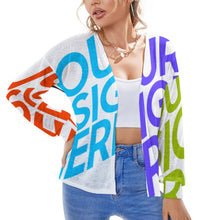 Cargar imagen en el visor de la galería, Cárdigan de punto casual con hombros caídos para mujer NZ055 Personalizado con Impresión Completa de múltiples imágenes con Foto Logo Patrón Texto
