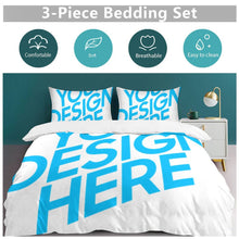Cargar imagen en el visor de la galería, Juego de cama de 3 piezas estampado a una cara (1 funda nórdica + 2 fundas de almohada) personalizado con patrón foto texto