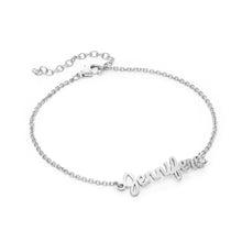 Cargar imagen en el visor de la galería, Pulsera con letra Personalizada de plata 925 / cobre S0006 para mujer con texto nombre chapada de oro rosa de 18K
