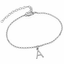 Cargar imagen en el visor de la galería, Pulsera / Tobillera con Inicial en Plata / Cobre S0026 Personalizada Grabada con Textos Nombre Letra