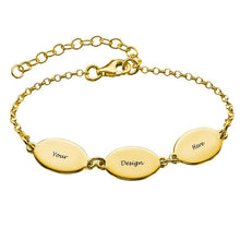 Cargar imagen en el visor de la galería, Pulsera de Piezas Ovaladas de Plata 925 / Cobre Chapado en Oro / Oro Rosa S0023 Personalizada Grabada con Texto Nombre