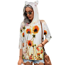 Cargar imagen en el visor de la galería, Sudadera con Capucha con Oreja Animal Suelta de Manga 3/4 para Mujer SDS004 Personalizada Impresion Completa de Una Imagen con Foto Logo Patrón Texto