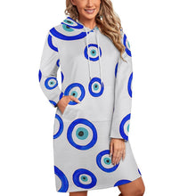 Cargar imagen en el visor de la galería, Vestido Holgado Manga Larga con Bolsillos / Sudadera Larga Casual con Capucha para Mujer SDS003 Personalizado Impresion Completa de Múltiples Imágenes con Foto Logo Patrón Texto