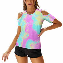 Cargar imagen en el visor de la galería, Camiseta de Manga Corta con Cuello en U Hombros Descubiertos para mujer ACT Personalizada con Impresión Completa de una imagen con Foto Logo Patrón Texto