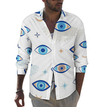 Cargar imagen en el visor de la galería, Camisa con Solapa Estampada Informal de Manga Larga con Botones Bolsillo para Hombre AY007 Personalizada con Impresión Completa de múltiples imágenes con Foto Logo Patrón Texto