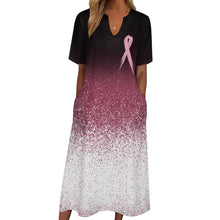 Cargar imagen en el visor de la galería, Vestido Largo Elegante de Manga Corta con Cuello en V y Bolsillo para Mujer BYQ Personalizado con Impresión Completa de Múltiples Imágenes con Foto Texto Patrón