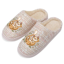 Cargar imagen en el visor de la galería, Zapatillas para Hogar de Algodón para Mujer con Diseño Personalizado Personalizada de Tus Nombres o Imágenes