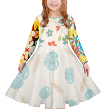 Cargar imagen en el visor de la galería, Vestido de Manga Larga con Volante Cuello Redondo para Otoño Invierno para Niña Chica CRQ Personalizado Impresion Completa de Múltiples Imágenes con Foto Logo Patrón Texto