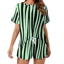 Cargar imagen en el visor de la galería, Conjunto de Ropa de Casa de Manga Corta / Pijama de Verano para Mujer UTZ Personalizado Impresion Completa de Múltiples Imágenes con Foto Logo Patrón Texto