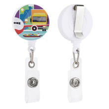 Cargar imagen en el visor de la galería, Carrete Plástico Retráctil de Soporte de Tarjeta de Identificación / Clip de Insignia JJ0529008 Personalizado Impresion Completa de Una Imagen con Foto Logotipo Patrón Texto