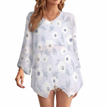 Cargar imagen en el visor de la galería, Blusa / Top Casual de Manga Larga de Gasa Suelta de Moda para Mujer 1L Personalizada con Impresión Completa de una imagen con Foto Logo Patrón Texto