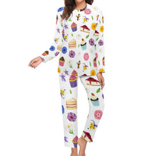 Cargar imagen en el visor de la galería, Traje de Pijama Suave de Dos Piezas Casual Manga Larga para Mujer BTZ Personalizado con Impresión Completa de dos imágenes con Foto Logo Patrón Texto