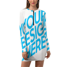 Cargar imagen en el visor de la galería, Vestido Corto Ajustado Sexy de Manga Larga con Cremallera para mujer NZ017 Personalizado con Impresión Completa con Foto Logo Patrón Texto
