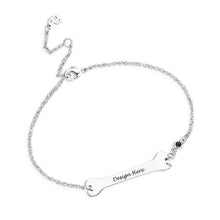 Cargar imagen en el visor de la galería, Pulsera con Colgante de Hueso de Perro Grabado S0037 para Mujer Hombre Personalizada con Texto Nombre