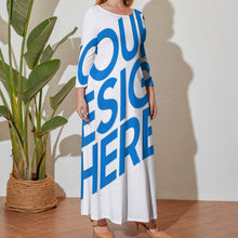 Cargar imagen en el visor de la galería, Vestido holgado talla grande manga larga cuello redondo para mujer A120 Personalizado con Impresión Completa de una imagen con Foto Logo Patrón Texto
