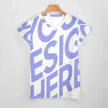 Cargar imagen en el visor de la galería, Camiseta manga corta cuello en V de moda para mujer AHT Personalizada con Impresión Completa de una imagen con Foto Logo Patrón Texto