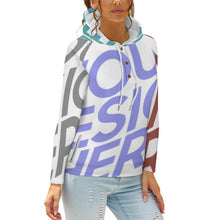 Cargar imagen en el visor de la galería, Sudadera Deportiva con Estampado Botones Capucha para mujer QH Personalizada con impresión completa de múltiples imágenes con Foto Logo Patrón Texto