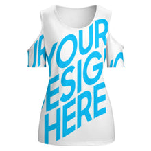 Cargar imagen en el visor de la galería, Camiseta de Manga Corta con Cuello en U Hombros Descubiertos para mujer ACT Personalizada con Impresión Completa de una imagen con Foto Logo Patrón Texto