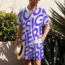 Cargar imagen en el visor de la galería, Conjunto de camisa de manga corta y pantalón corto para hombre B339D1P personalizado con patrón foto texto (impresión de imagen única)