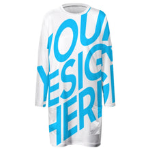 Cargar imagen en el visor de la galería, Sudadera sin capucha manga larga con cuello redondo bolsillo grande para mujer A072 Personalizada con Impresión Completa de una imagen con Foto Logo Patrón Texto