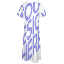 Cargar imagen en el visor de la galería, Vestido Largo Holgado con Bolsillos de Moda Manga Corta Cuello en V para Mujer BYQ Personalizado con Impresión Completa de Una Imagen con Foto Texto Patrón