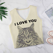 Cargar imagen en el visor de la galería, Chaleco de Punto Suéter Jersey sin Mangas cuello profundo V de Moda para mujer MY05 Personalizado con Impresión Completa de una imagen con Foto Logo Patrón Texto