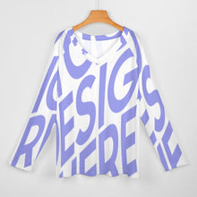 Cargar imagen en el visor de la galería, Camiseta holgada de manga larga con cuello en V de moda para mujer TLREV2 Personalizada con Impresión Completa de una imagen con Foto Logo Patrón Texto