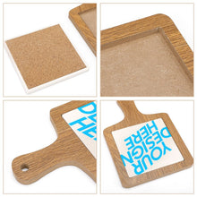 Cargar imagen en el visor de la galería, JJ0522080 Impresión a una cara posavasos bandeja de madera y cerámica Personalizado con Foto o Mensajes de Texto