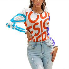 Cargar imagen en el visor de la galería, Camiseta / Blusa de Fondo de Hilo de Red Casual de Moda para Mujer NZ140 Personalizada con Impresión Completa de múltiples imágenes con Foto Logo Patrón Texto