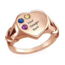 Cargar imagen en el visor de la galería, Anillos Vintage J0009 Personalizado para mujer con Cristales de Zirconia Plata de Ley 925 chapada en Oro grabado con txeto nombre letras