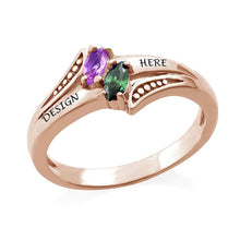 Cargar imagen en el visor de la galería, Anillo de plata de ley 925 para mujer con piedra natal J0006 Grabado Personalizado con Texto Nombre