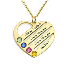 Cargar imagen en el visor de la galería, Collar de plata de ley 925 de corazón con circonitas cúbicas X0001 Personalizado Grabado con nombre letra texto
