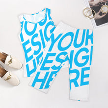 Cargar imagen en el visor de la galería, Camiseta sin manga pantalones cortos Traje / Conjunto ajustado de dos piezas para mujer PTZ Personalizada con Impresión Completa de una imagen con Foto Logo Patrón Texto