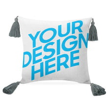 Cargar imagen en el visor de la galería, Almohada de Algodón-Lino con Borla de Diseño Personalizado con Tus Imágenes o Fotos