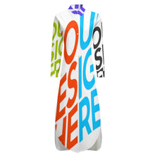 Cargar imagen en el visor de la galería, Vestido camisero manga larga cuello abotonado solapa para mujer JS Personalizado con Impresión Completa de múltiples imágenes con Foto Logo Patrón Texto