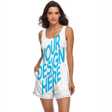 Cargar imagen en el visor de la galería, Pantalones Cortos de Mono sin Mangas Casual Holgado Ropa de casa para Mujer QZ6055 con Diseño Personalizados con Impresión Completa de una imagen con Foto Logo Patrón Texto