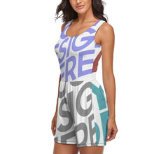 Cargar imagen en el visor de la galería, Mono Jumpsuit Corto Holgado Moderno de Verano Ropa de casa para mujer QZ6055 Personalizado con Impresión Completa de múltiples imágenes con Foto Logo Patrón Texto