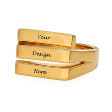 Cargar imagen en el visor de la galería, Anillos triples de plata de ley 925 para mujer J0013 Personalizado Grabado con texto nombre letras