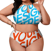 Cargar imagen en el visor de la galería, Bikini / Traje de baño Talla Grande estilo halter de tirantes de mujer BK2040 Personalizado con impresión completa de una imagen con Foto Logo Patrón Texto