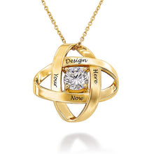 Cargar imagen en el visor de la galería, Collar Personalizado con Anillo Mobius Doble Piedra Natal X0028 con texto nombre para mujer hombre Longitud Ajustable en plata de ley 925 chapado de oro rosa de 18K