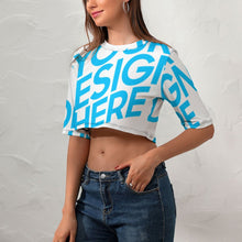 Cargar imagen en el visor de la galería, Camiseta corta Crop Top Sexy Manga Corta con Cuello Redondo de mujer NZ110 Personalizada con Impresión Completa de una imagen con Foto Logo Patrón Texto