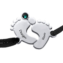 Cargar imagen en el visor de la galería, Pulsera de Pie de Bebé con Piedra Nacimiento Cuerda Satinada para Mujer Hombre S0034 Grabada Personalizada con Texto Nombre